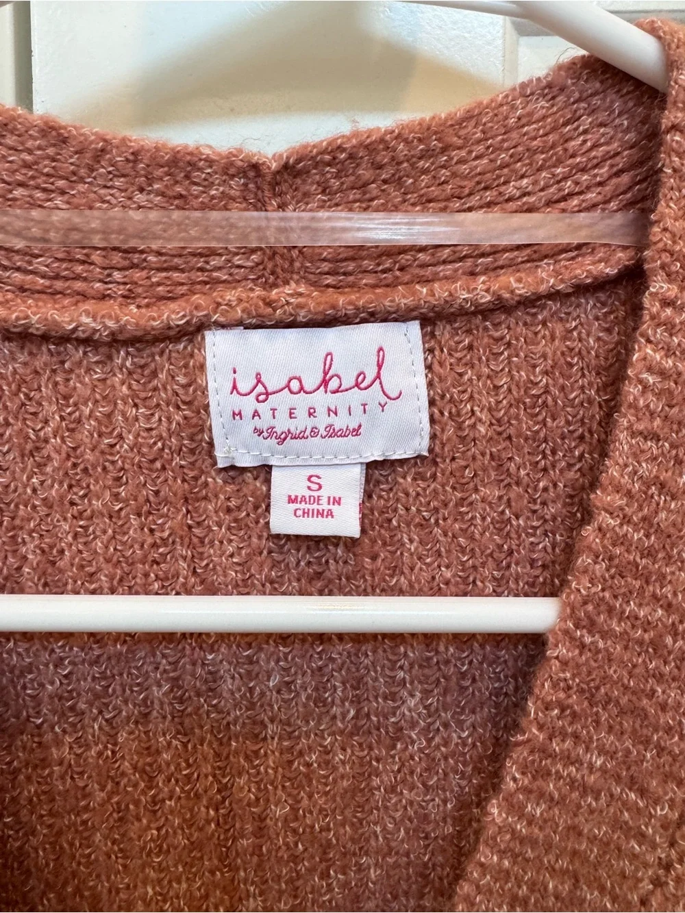Isabel Maternity Leith Wrap Knit Cardigan Sweater in Dusty Rose